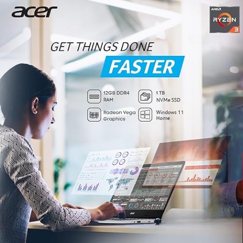 acer 2023 Newest Aspire 5 Slim Laptop, 15.6" Full HD Display, 12GB RAM, 1TB SSD Storage, AMD Ryzen 4-Core Processor, Backlit Keyboard, Fingerprint Login, HDMI, Ethernet Port, Type-C, Windows 11 S