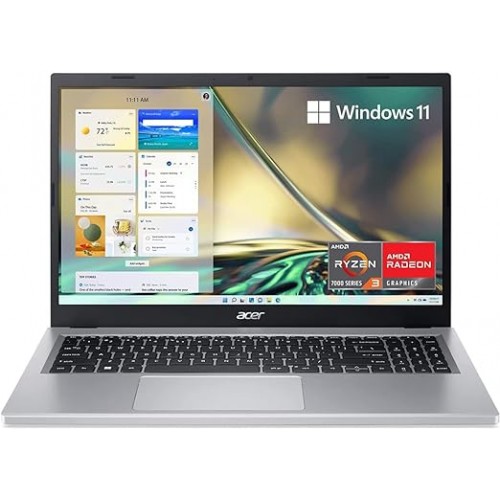 acer Aspire 3 Slim Laptop, 15.6" FHD(1920x1080) IPS Display, AMD Ryzen 3 7320U, 4 Cores Processor, 8GB LPDDR5 RAM, 128GB SSD, Webcam, Wi-Fi 6, Windows 11S, EAT Cloth