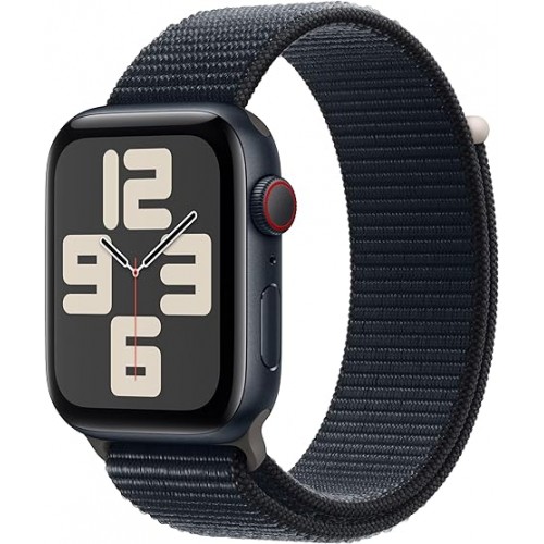 New Apple Watch SE (2nd Gen, 2023) [GPS + Cellular 44mm] Smartwatch with Midnight Aluminum Case with Midnight Sport Loop One Size. Fitness & Sleep Tracker, Crash Detection, Heart Rate Monitor