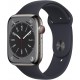Apple New Apple Watch Series 8 (GPS + Cellular 45mm) Smart watch - Graphite Stainless Steel Case with Midnight Sport Band - Regular. Fitness Tracker, Blood Oxygen & ECG Apps, Water Resistant