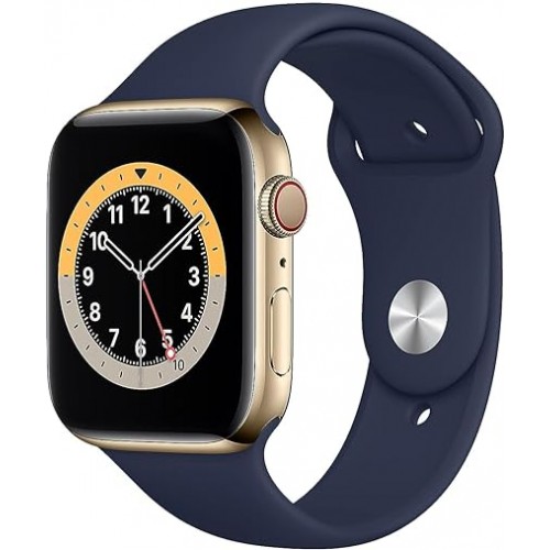 Apple Watch Series 6 (GPS + Cellular, 40mm) - Gold Stainless Steel Case with Deep Navy Sport Band