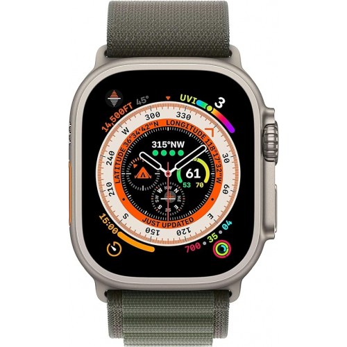 New Apple Watch Ultra (GPS + Cellular, 49mm) Smart watch - Titanium Case with Green Alpine Loop - Small. Fitness Tracker, Precision GPS, Action Button, Extra-Long Battery Life, Brighter Retina Display