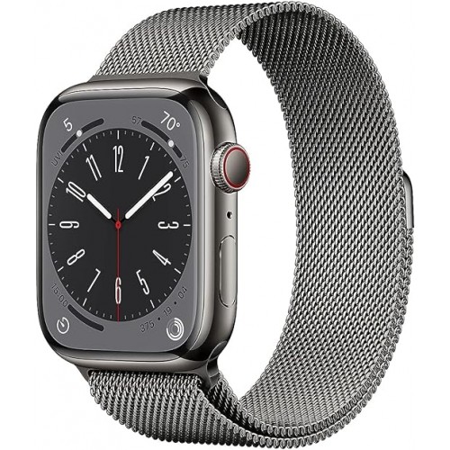 Apple New Apple Watch Series 8 (GPS + Cellular 45mm) Smart watch - Gold Stainless Steel Case with Gold Milanese Loop. Fitness Tracker, Blood Oxygen & ECG Apps, Water Resistant
