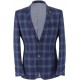 Men’s Check Slim Fit Dark Blue Suit Formal Wedding Business 3 Piece Set, Dark Blue
