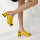 HOBIVA Secretslippers Summer Women Sandals Yellow Elastic Knitted High Heels Comfortable Sexy Fashion Slippers