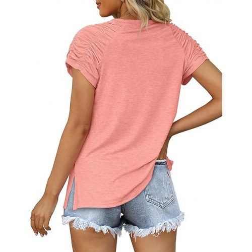 Women's V Neck Lace Tank Tops Summer Casual Sleeveless Shirts Side Split