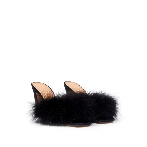 90mm feather-embellished mules