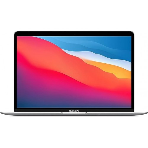 لابتوب Apple MacBook Air موديل 2020: شريحة Apple M1، وشاشة Retina مقاس 13 إنش، وذاكرة RAM سعة 8GB، وقرص SSD سعة 256GB، ولوحة مفاتيح بإضاءة خلفية. يعمل مع iPhone وiPad؛ بلون فضي; عربي/إنكليزي