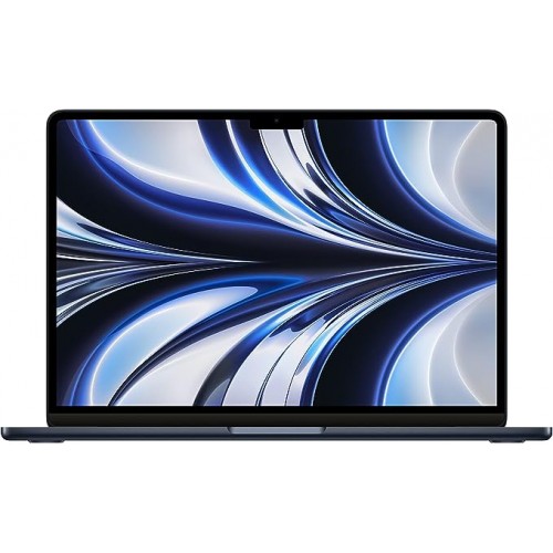 لابتوب Apple MacBook Air موديل 2022 مع شريحة Apple M2: شاشة Liquid Retina مقاس 13.6 إنش، وذاكرة RAM سعة 8GB، وقرص SSD سعة 512GB. يعمل مع iPhone وiPad؛ بلون سماء الليل