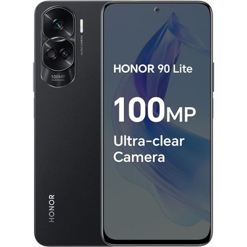 HONOR 90 Lite Smartphone 5G, 8GB+256GB, 6,7” IPS LCD 90Hz Display, 100MP Triple Rear Camera with 4500 mAh Battery, Dual SIM, Android 13 (Midnight Black)