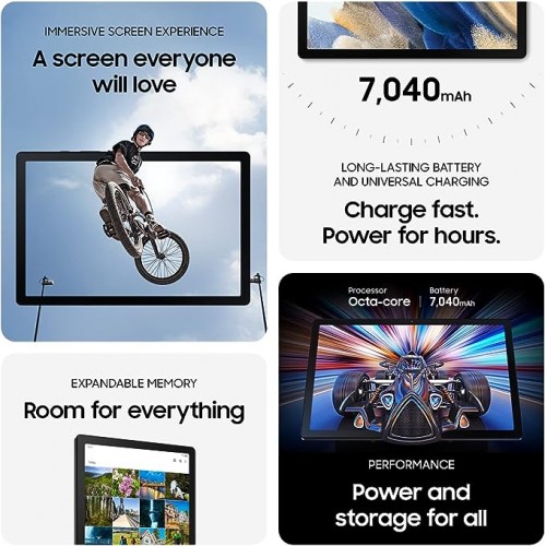 تابلت سامسونج جالكسي تاب A8 10.5 انش 128GB بنظام اندرويد، شاشة LCD، محتوى للاطفال، مفتاح ذكي، بطارية طويلة الامد