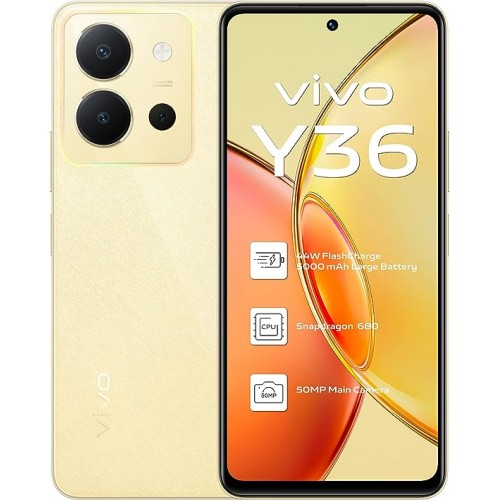 vivo Y36 4G (Vibrant Gold, 8+8GB RAM, 128GB), Punch Hole Display, 16MP Selfie & 50MP Main Camera, 44W FlashCharge, 5000mAH,