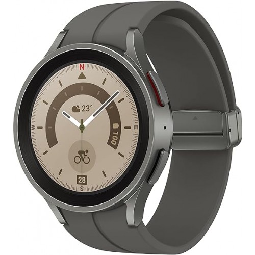 Samsung Galaxy Watch5 Pro Smart Watch, Health Monitoring, Fitness Tracker, Long Lasting Battery, BT, 45mm, Gray Titanium